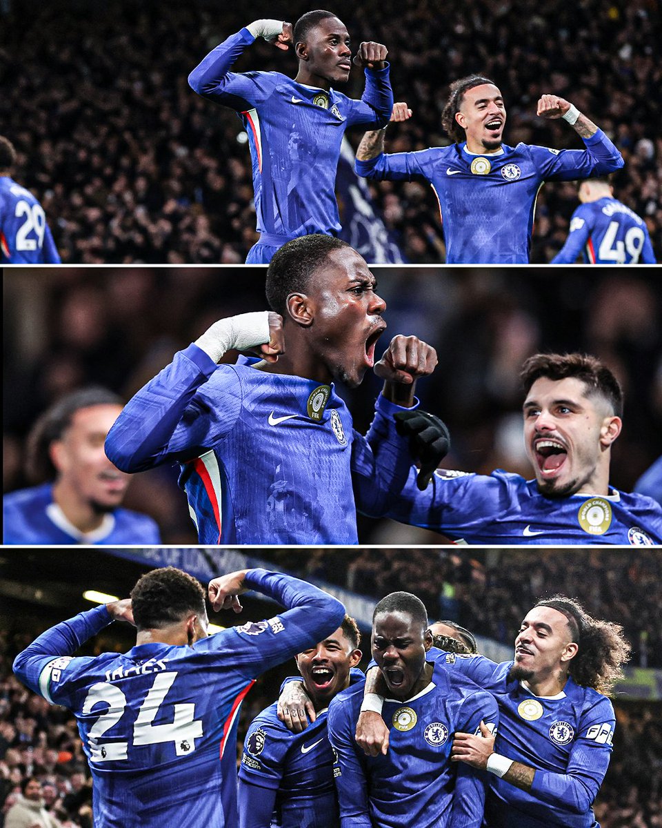 ESPNUK's tweet image. Trevoh Chalobah’s Chelsea teammates couldn’t get enough of this celebration 💪