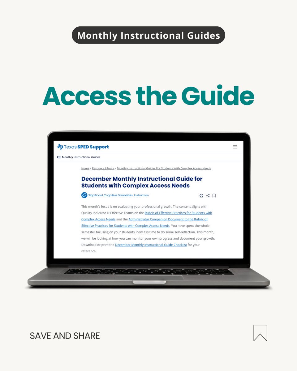 Stay organized this month with the December Checklist, part of Texas SPED Support’s Monthly Instructional Guides for educators of students with complex access needs. Access task reminders and planning supports to keep instruction on track at spedsupport.tea.texas.gov/resource-libra…