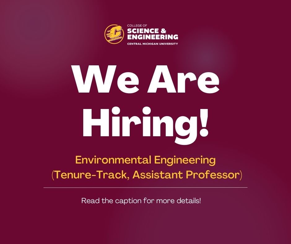 cmichSE's tweet image. 🌎 Now Hiring: Assistant Professor of Environmental Engineering at CMU!
🔗Apply now: jobs.cmich.edu/postings/44053
#CMUCSE #CMUEngineering #EnvironmentalEngineering #AcademicJobs #HigherEdJobs #FacultySearch #STEMCareers #FireUpChips
