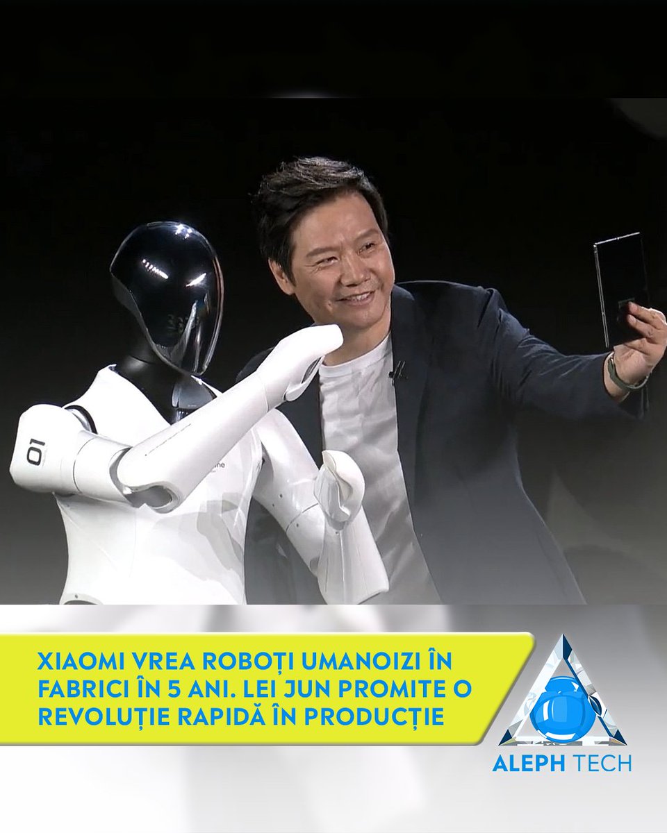 AlephTechNews's tweet image. Lei Jun zice că în maximum 5 ani, în fabricile Xiaomi o să auzi mai mult zumzet de servomotoare decât pași de oameni. 

Citește mai multe pe alephtech.ro

#xiaomi #humanoidrobots #smartfactory #automation #ai