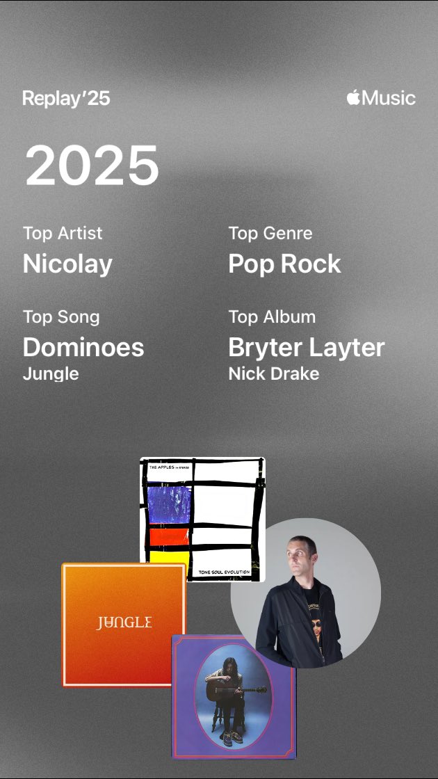 joechurchill's tweet photo. Pop rock? Anyway, here’s my 2025. @nicolaymusic, like 2023, in the top spot after wrestling the crown from… Elliott Smith. https://t.co/O3Qp8N0UIH
