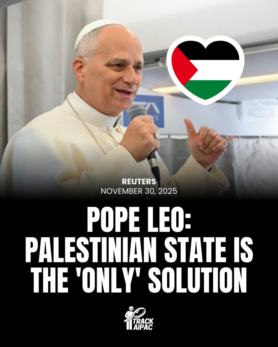 Pope Leo said on Sunday that the only solution in the decades-long conflict between Israel and the Palestinian people must include a Palestinian state, reaffirming the Vatican's position.

"We all know that at this time Israel still does not accept that solution, but we see it as