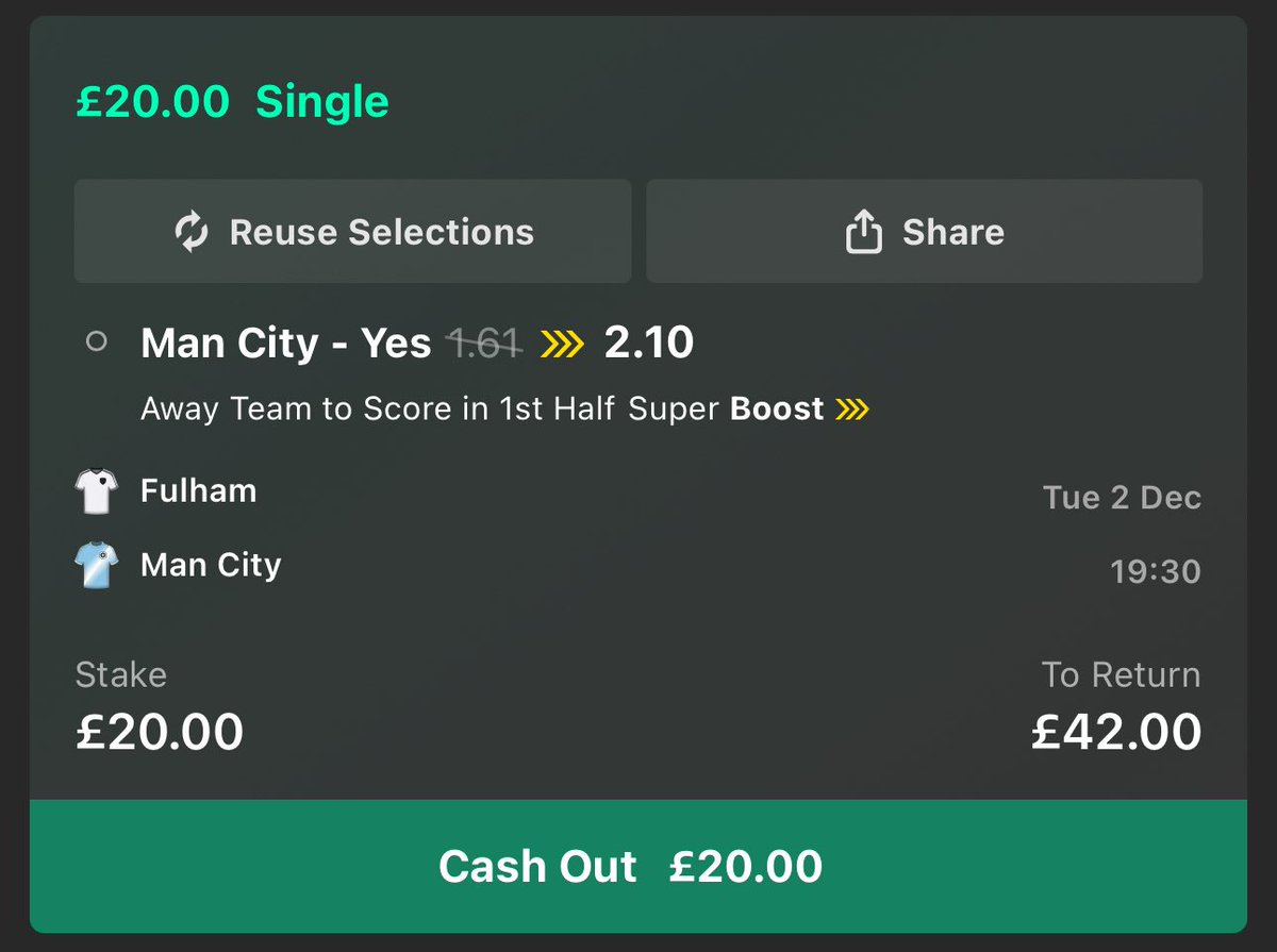 😍 £42 CASH GIVEAWAY! 

If Man City score in the 1st Half against Fulham, I’ll giveaway… 

£21 to someone who LIKES ❤️ this
£21 to someone who RTs 🔁 this
Must FOLLOW <a href="/LordFootyTips/">Lord’s Football Tips</a>