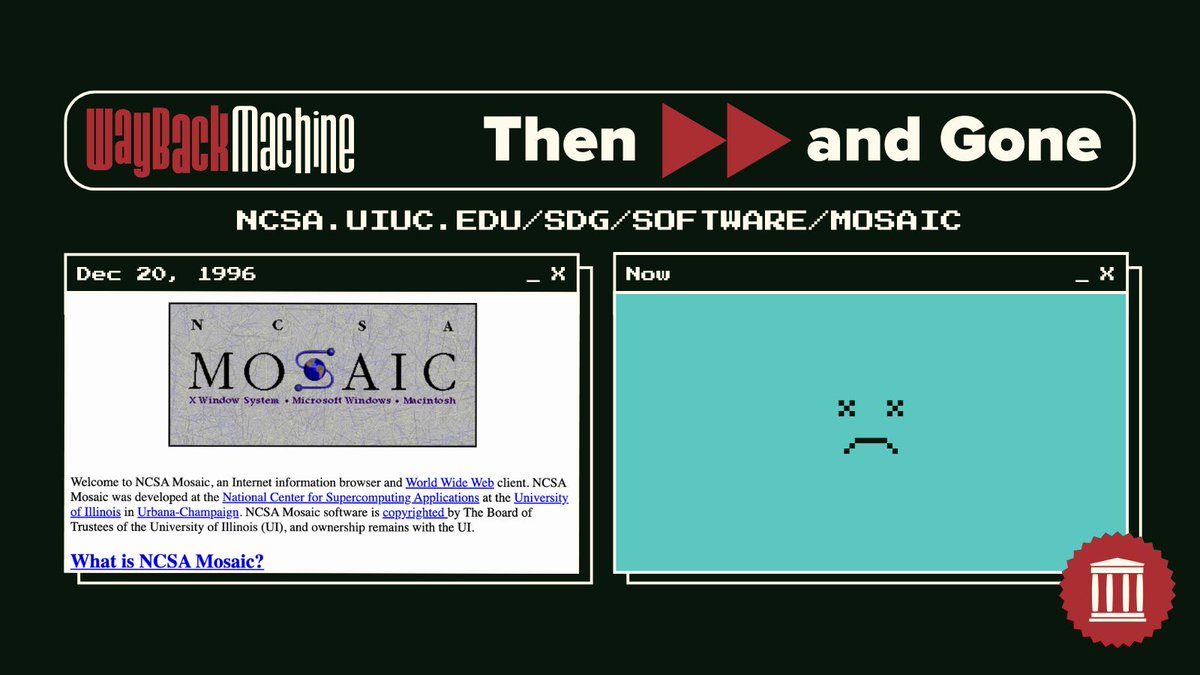 internetarchive's tweet image. 🧵 The first popular web browser was Mosaic, released in 1993 by NCSA at the University of Illinois. 🌐

Most people today have never heard of it, but its original site is preserved on the #WaybackMachine ⤵️  web.archive.org/web/1996122004…

#Wayback1T #InternetHistory