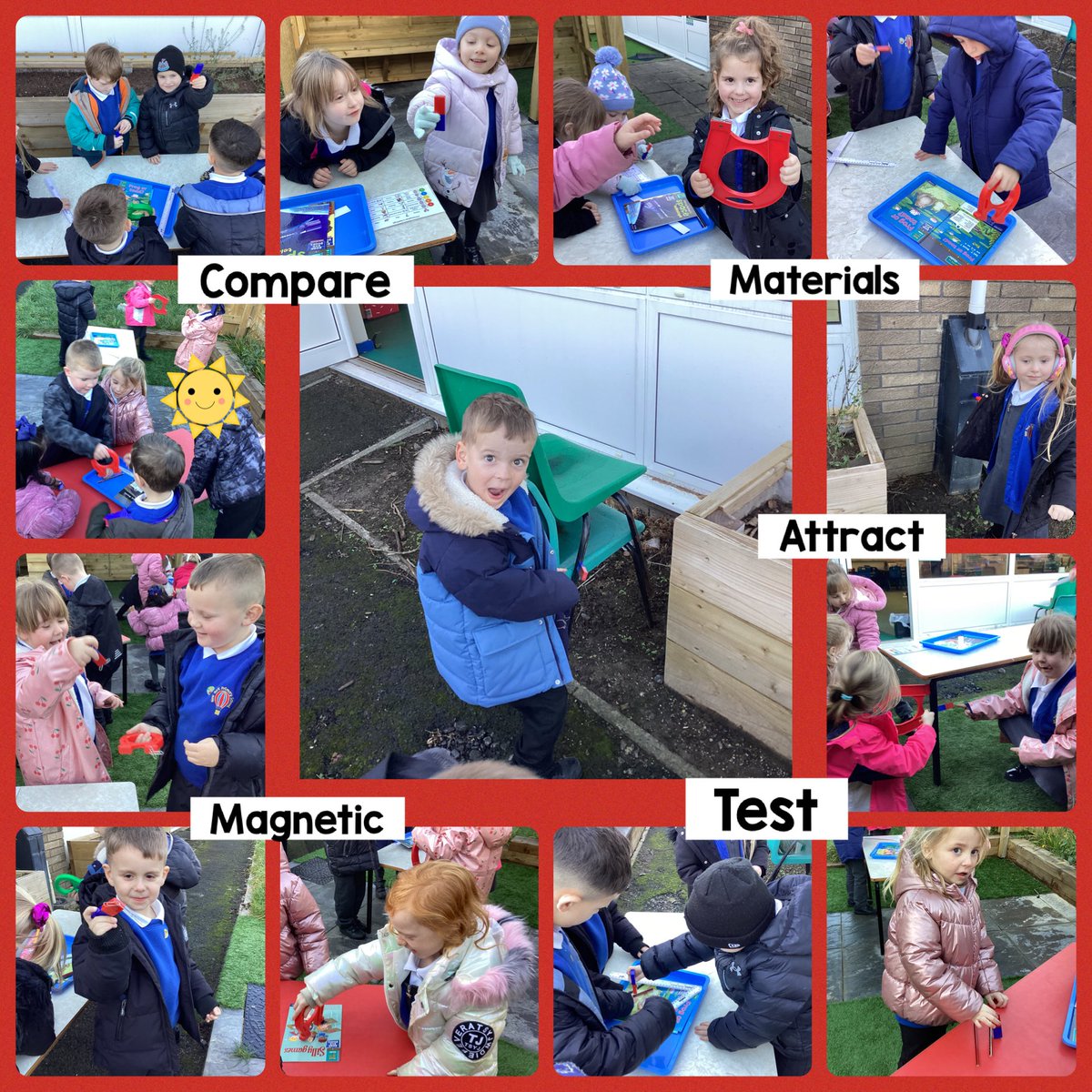 Today we went outside for our science lesson. First, we had to make a prediction of which materials we thought would be magnetic. We then went outside to test them using magnets. Ask your puffin which material was magnetic!