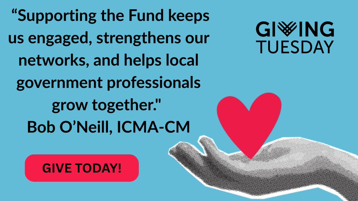 ICMA's tweet image. Communities thrive when #localgov thrives. 🌟 This #GivingTuesday, give to The Fund: ICMA Future of Professional Management and help build stronger, smarter, and more resilient communities. Make your impact today! bit.ly/4olKBbF