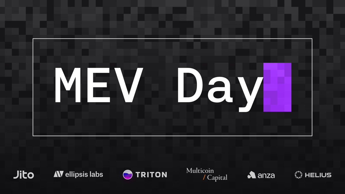 🚨 1-WEEK UNTIL <a href="/mevday_/">Jito MEV Day</a> 🚨

• Tuesday, December 9
• 09:00 - 18:30 GMT+4
• Hilton Abu Dhabi Yas Island
• Abu Dhabi

Covering Solana's MEV and DeFi landscape, what's happening, how it impacts DeFi projects and what traders should know.

FYI attendance is selective 🥷

🔗⬇️