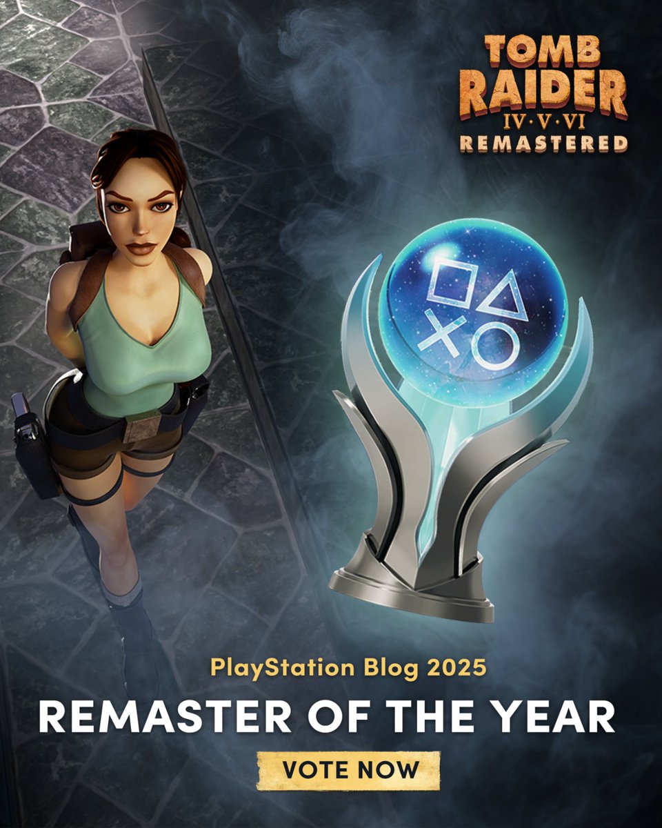 tombraider's tweet image. 🗳️ Cast your vote for Tomb Raider IV–VI Remastered for @playstation Blog’s Remaster of the Year: blog.playstation.com/2025/12/01/ps-…

Polls close Monday, December 8 at 11:59 PM PST.

#TombRaider
