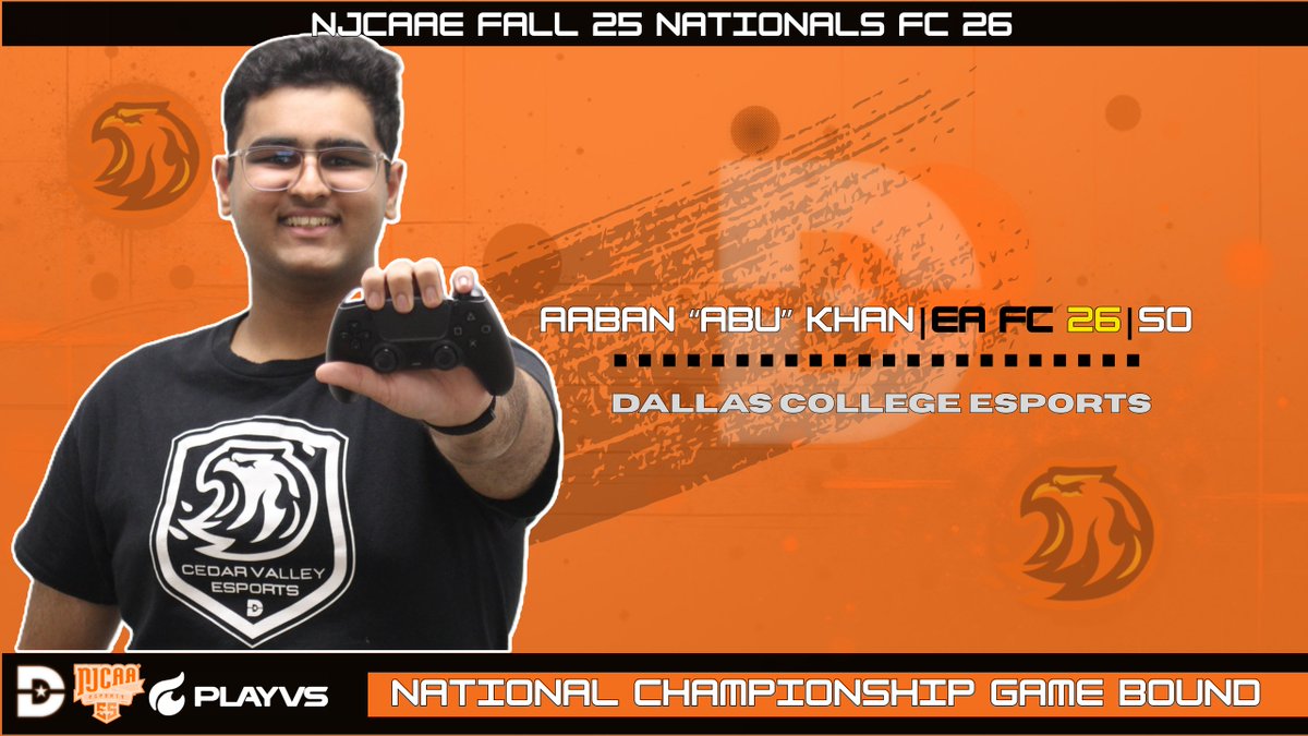 Abu to Play for <a href="/NJCAAe/">NJCAA Esports</a> EA FC 26 National Championship

🗞️ cvcsuns.com/sports/esports…

#StrongUnitedNeverSatisfied | #NJCAAe