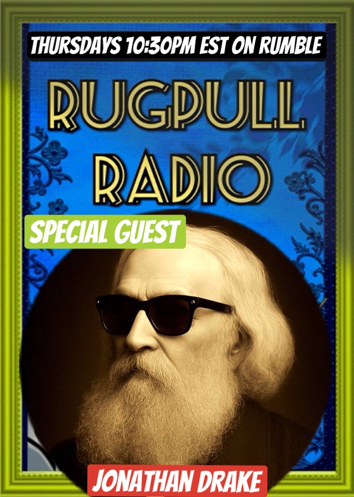 GMONEYPEPE's tweet image. THIS THURSDAY! Rugpull Radio @ 10:30PM EST Special Guest Jonathan Drake @jadrake83 on The Spooner Standard: How Bitcoin Actualized 19th-Century Anarchist Property Law. Only on @BadlandsMedia_ @rumblevideo 

Catch all previous episodes ---&amp;gt; rumble.com/playlists/N6IF…
