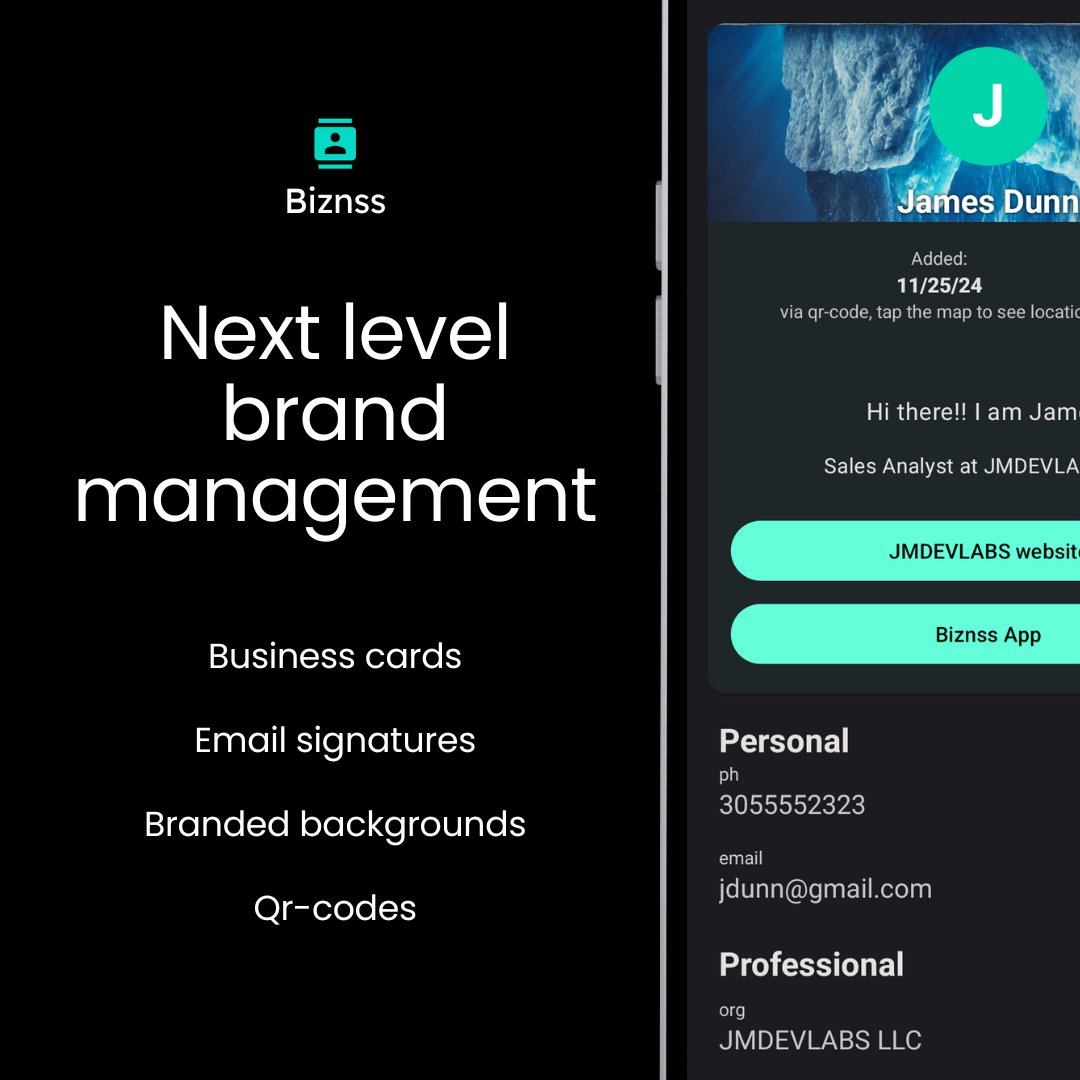 jmdevlabs's tweet image. Make your mark without a pen or paper with Biznss. biznss.app #Business #Entrepreneur #Professional #Networking #Brand #Marketing #Technology #Contacts