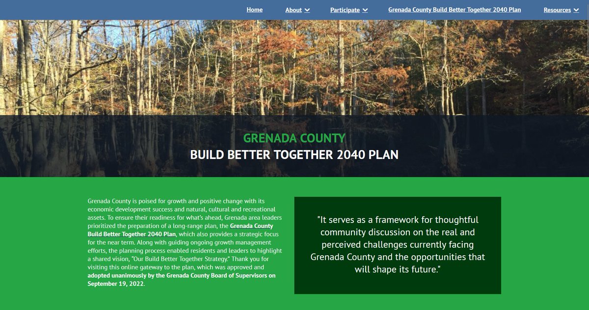 enCodePlus's tweet image. A usable plan is a powerful plan.

Grenada County, MS,s 2040 Plan breaks big ideas into clean, clickable sections that anyone can navigate. No clutter—just clarity. hubs.ly/Q03WqTDj0

#Planning #CommunityDevelopment