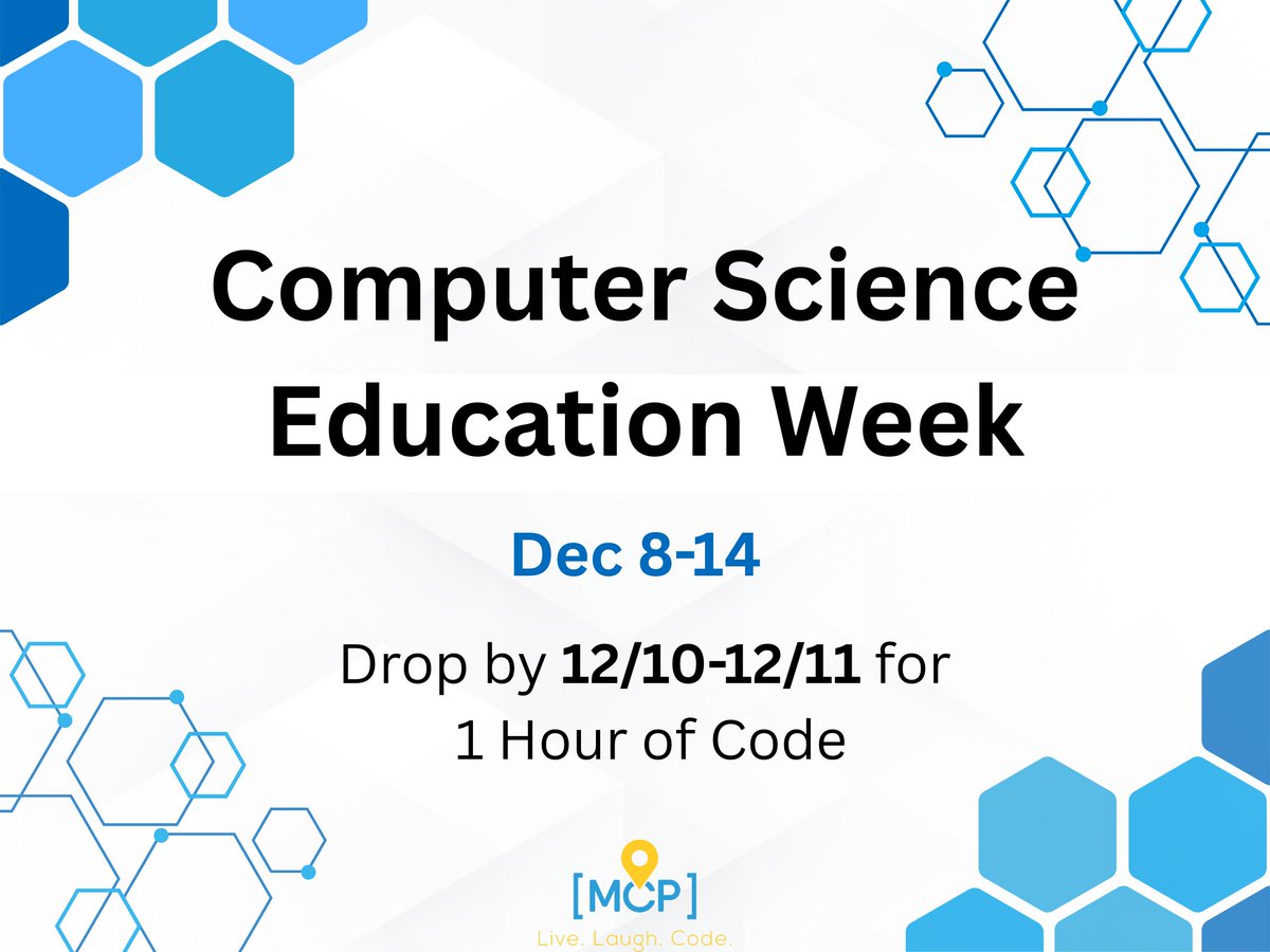 mycodingplace's tweet image. 💻✨ Celebrate Computer Science Education Week with us!
We’re hosting Hour of Code drop-by sessions on Dec 10 or Dec 11 from 4:30–5:30pm. Perfect for students to explore coding. - mailchi.mp/25315de8f7a2/b…

#CSEdWeek #HourOfCode #ComputerScienceEducation #STEMLearning
