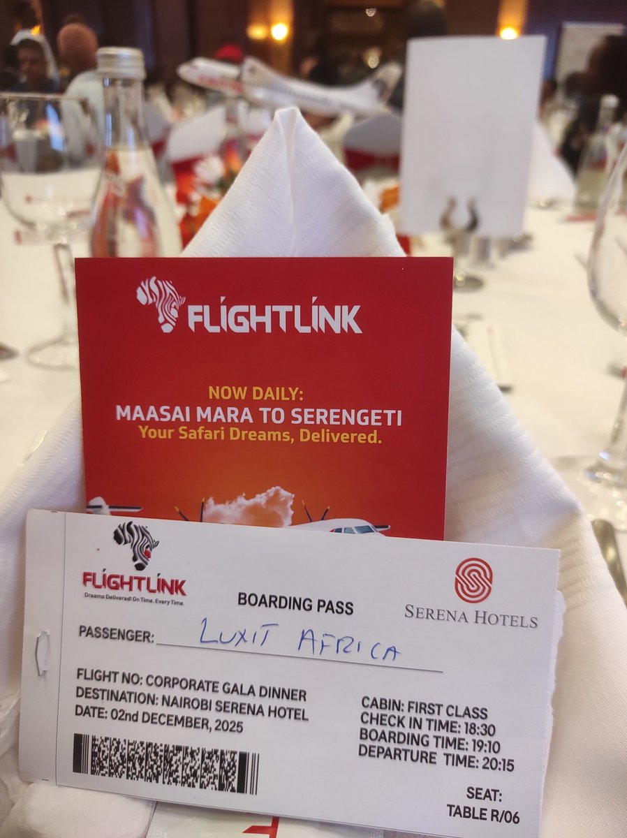 Representing <a href="/Luxitafrica/">Luxit Africa Consult</a>  at
<a href="/Flightlink_TZ/">FLIGHTLINK</a> corporate gala at <a href="/serenahotels/">Serena Hotels-Africa</a> 
The promise to always land on time ❤️