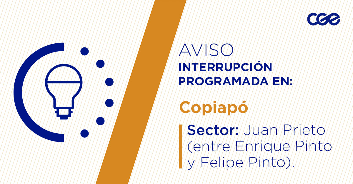 CGE_Clientes's tweet image. Para mejorar la calidad del suministro de nuestros clientes de #Copiapó, este jueves, entre 09:30 y 15:30 horas, se realizará una #InterrupciónProgramada (sectores en la imagen 👇) debido a trabajos de mejoras. Recuerda desconectar tus artefactos 🔌