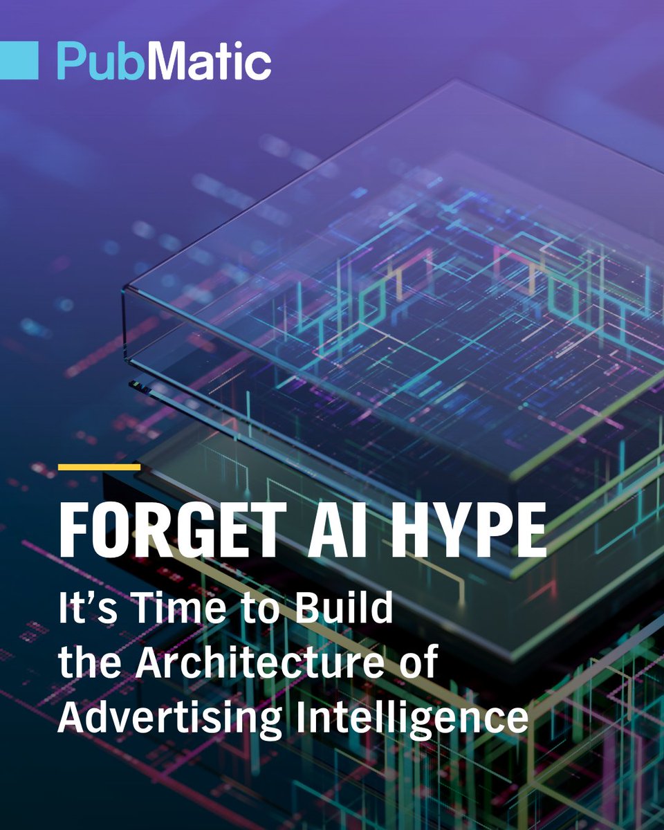 PubMatic's tweet image. The AI blueprint for digital advertising is here. 

CEO @RajeevGoel introduces the Architecture of Advertising Intelligence, a three-layer system built to transform AI from prototype to performance.

Learn how AI becomes Actual Intelligence: pubmatic.com/blog/forget-ai…

#AI #AdTech