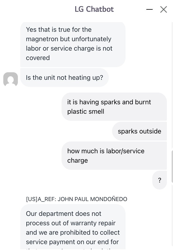 DrOzturk's tweet photo. @LGUS warranty program is a scam! 
The magnetron in my microwave has a 10-year warranty. I contacted their tech support. They said labor and service charges are not covered and redirected me to a website to request local service. It costs $349—more than many brand-new microwaves! https://t.co/EllWzKFcd6