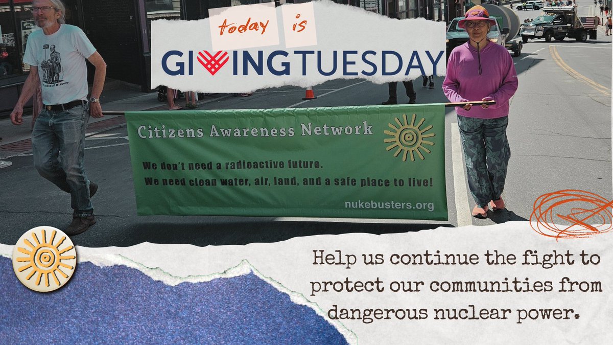 With your support to CAN on Giving Tuesday, you help us continue the fight to protect our communities from dangerous nuclear power and oppose the abuse of communities targeted for our toxic waste. Support: nukebusters.org/donate.php

#givingtuesday #donate #nonukes