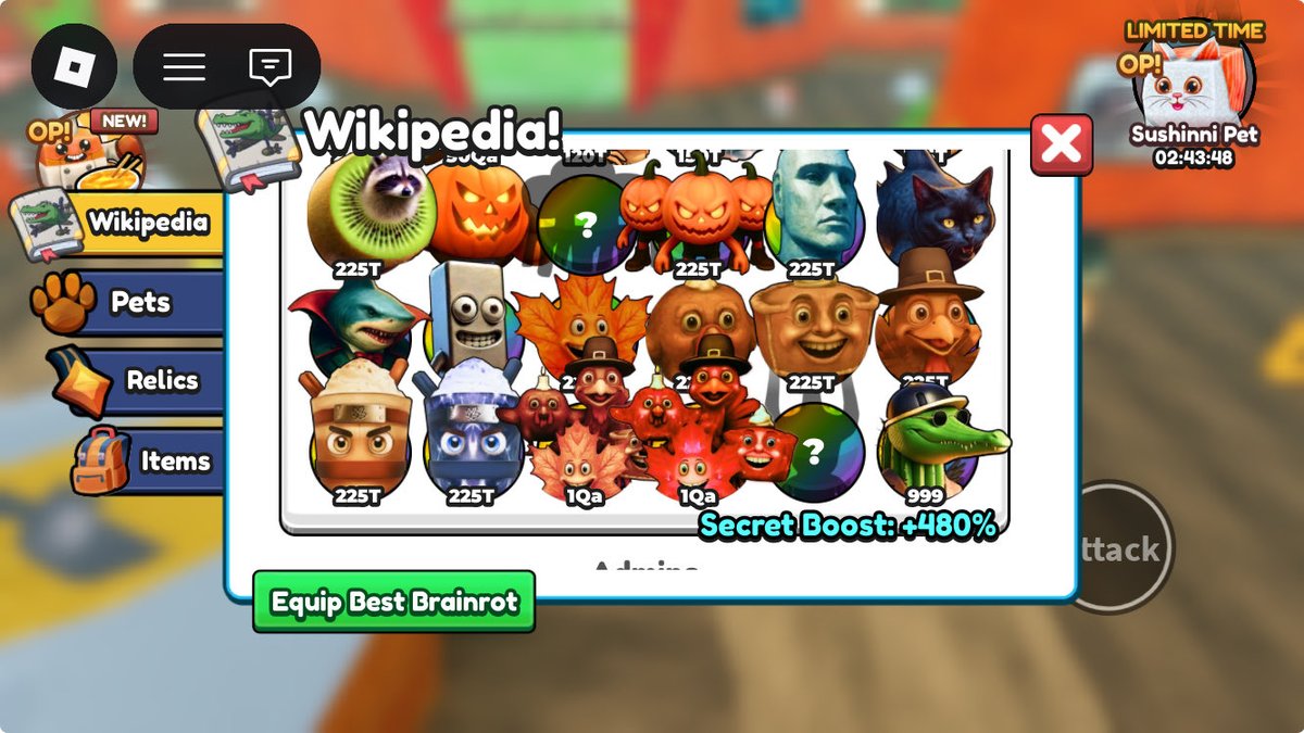 odod0d's tweet image. 詫び天気イベントのおかげで余裕の天井ロスクロコももらえました。感謝祭シークレットも10%引いて完結(後トリンケット…)
ペンは出てないけど大満足

#brainrotevolution
#ブレインロットの進化