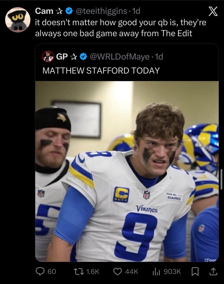 Imagine you draft a QB, and think he will save your franchise, only for him to play so bad that he's the universal symbol of garbage around the NFL.

Nobody has it worse than Vikings fans.