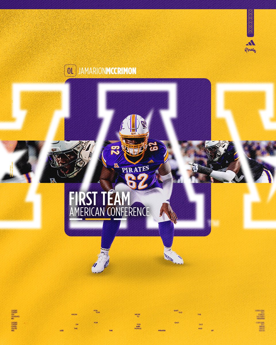 ECUPiratesFB's tweet image. Well deserved honors for @JMcc_62 🏴‍☠️
@American_Conf