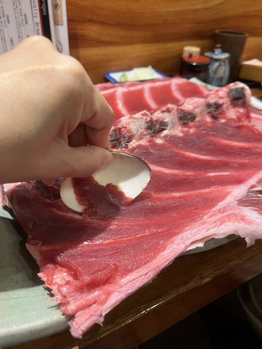 ZfaChm5kY817722's tweet photo. 初めて築地へ行ってきました♪
市場ではなく築地駅近くのマグロのお店✨　
貝の殻で削ぎ取る中落ちが最高❣️
もちろん日本酒も合うよねぇ😋
#jige
#築地
#マグロ https://t.co/1xLZoezkwB