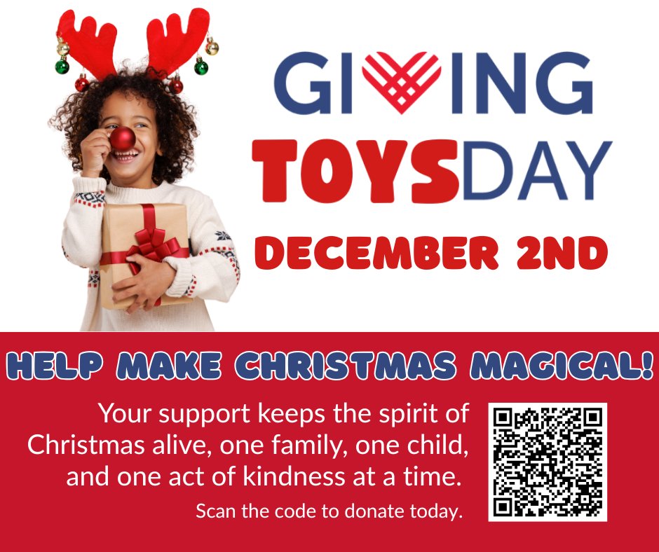It’s Giving Toys Day! 🎁 During our annual Christmas Faire, we hope to bless 1,000 children with toys that will brighten their holiday season.🎄 You can drop donations off Mon-Fri from 9am-5pm  or scan the QR code to give online. #GivingTuesday2025 #SharingLife #ToysForKids