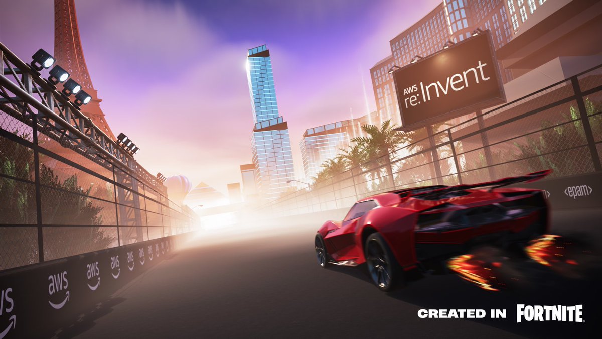 Race through the streets on this Vegas-inspired racetrack and check out the #AWSreInvent livestream! 🏎️

Created in collaboration with <a href="/awscloud/">Amazon Web Services</a> and <a href="/EPAMSystems/">EPAM Systems</a> 

1118-6794-4236