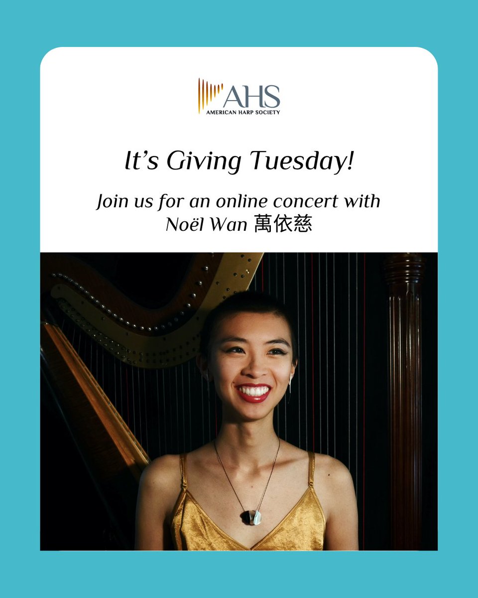 Join the American Harp Society and International Competition Winner Noël Wan for a special online concert celebrating Giving Tuesday, now available to view on the website! ⭐ This presentation is a pay-what-you-can. loom.ly/VJTcJhw