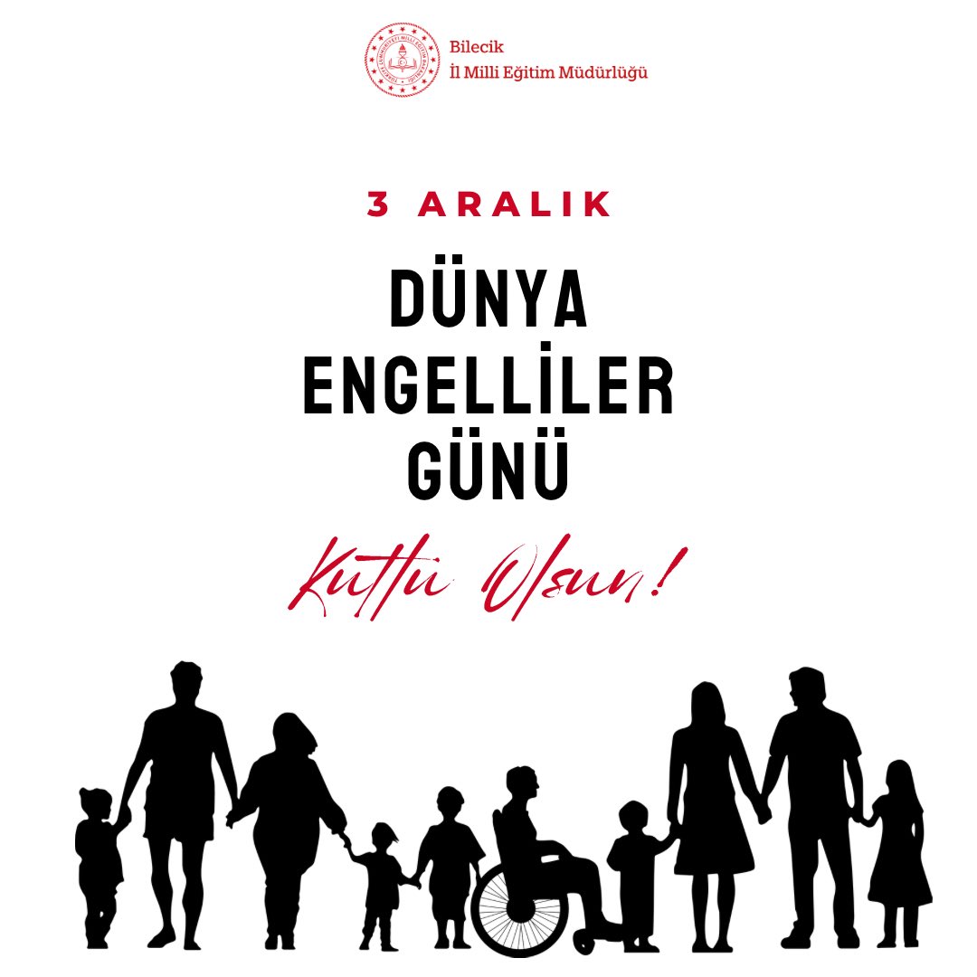 3️⃣ Aralık Dünya Engelliler Günü

✨Bugün; toplumsal farkındalığı artırmak, engelli bireylerin eğitimden sosyal yaşama kadar her alanda hak ettikleri imkânlara erişimini güçlendirmek için önemli bir hatırlatma günüdür.

İl Millî Eğitim Müdürlüğü olarak; tüm öğrencilerimizin