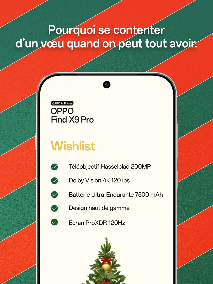Quand tous tes souhaits sont réunis dans un seul smartphone ✨📱 
Pour en découvrir plus, consultez notre lien dans la bio 👆

#OppoFindX9Series #Wishlist #Christmas #Noel