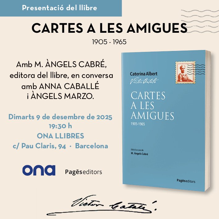 Dimarts 9 a <a href="/OnaLlibres/">Ona Llibres</a> presentació de "Cartes a les amigues" <a href="/PagesEditors/">Pagès Editors</a> <a href="/marzo_angels/">Àngels Marzo</a> 🎉🎉🎉