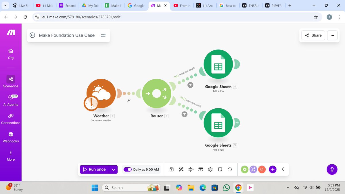 Egalitarian234's tweet image. Day 2 of my AI Automation journey 
Today I learned how to:  
• Use routers to connect multiple modules  
• Set up filters to pass specific data  
• Use schedules to run scenarios automatically  
Every day, I’m understanding Make.com better. #Day2 #AIAutomation