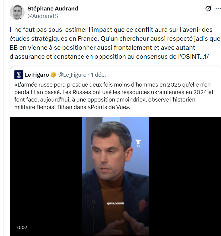 Comme le démontre une fois de plus l'inénarrable @AudrandS, la bêtise décomplexée se caractérise toujours par un caractère ostentatoire qui démontre son inconscience... Cela me rappelle mes souvenirs de l' <a href="/ecoledeguerre/">École de Guerre</a> "Terre" où après avoir cessé d'étudier le niveau brigade,