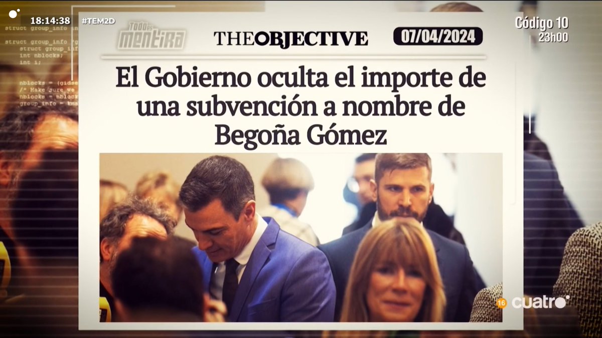 todoesmentiratv's tweet photo. ‘The Objective’ confundió a la mujer de Sánchez con otra Begoña Gómez que sí había recibido subvenciones.

#TEM2D
https://t.co/916NsjvCe8 https://t.co/wbK2mEruSU
