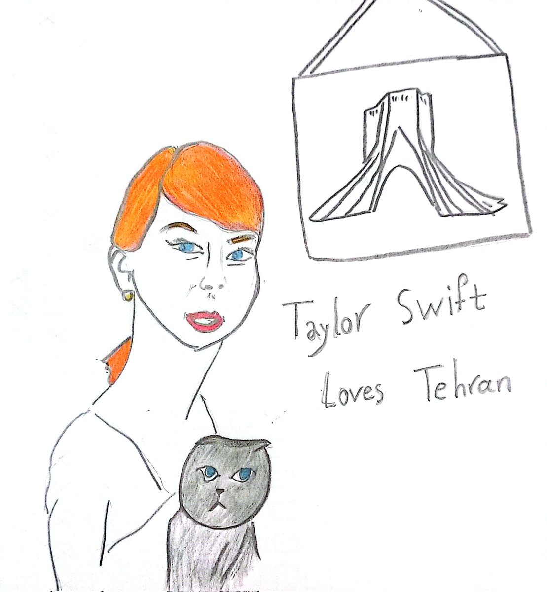 Mohamma11384335's tweet image. Taylor Swift&apos;s Unexpected Love for Tehran! 😻 #CatVibes #ArtAndMusic&quot;
#TaylorSwift #Tehran #ArtLovers #CatArt #PopCulture #CreativeArt #MusicAndArt #FandomFun #Drawing #TehranLove