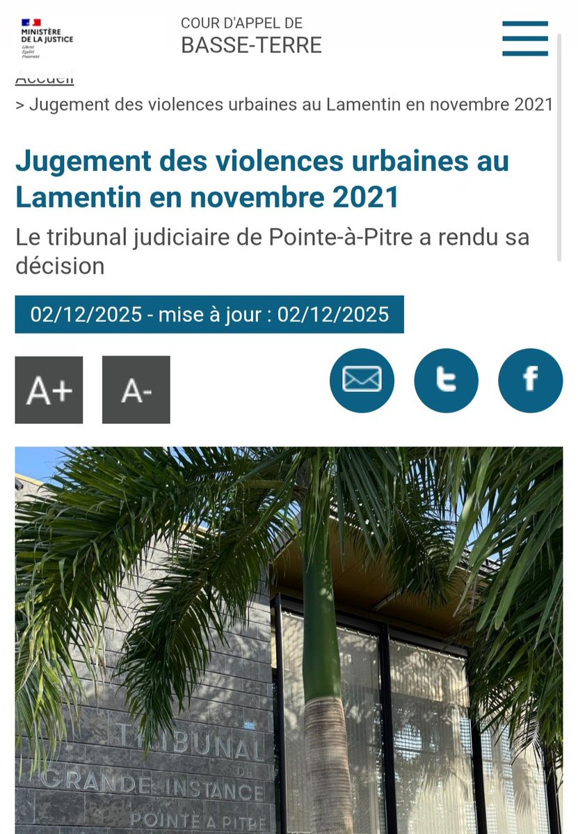 Cour d'appel de Basse-Terre 
Tribunal judiciaire de Pointe-à-Pitre 
🔹️communiqué de presse 🔹️
cours-appel.justice.fr/basse-terre/ju…