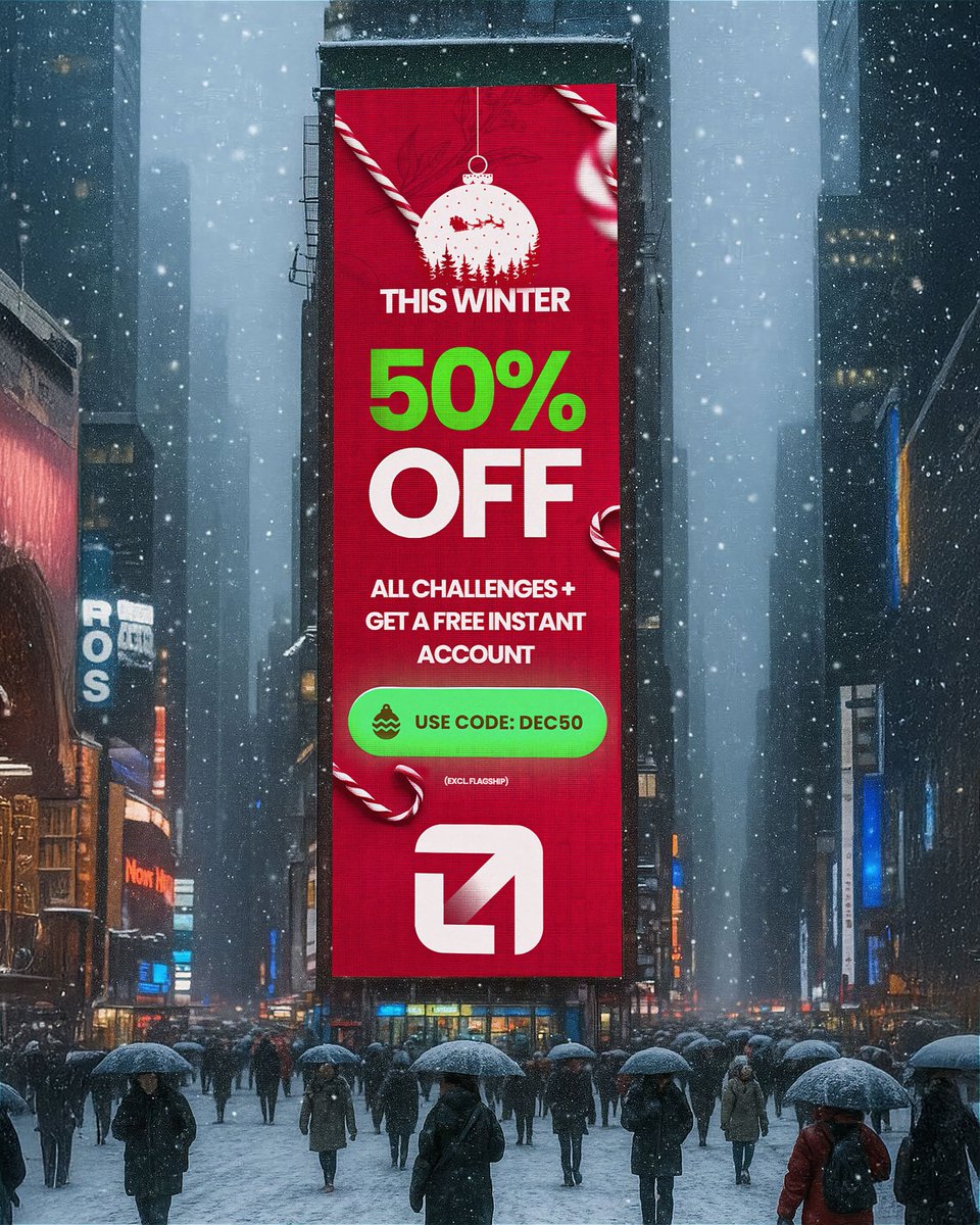 EquityEdgeUK's tweet image. We’re celebrating the season of giving - trader style. 🎄

This December, enjoy 50% OFF all Challenges (excl. Flagship) + receive a FREE Instant Account of the same size.
Code: DEC50 💚

Start the season strong with more trading power, half the price. 

*Free accounts will be…