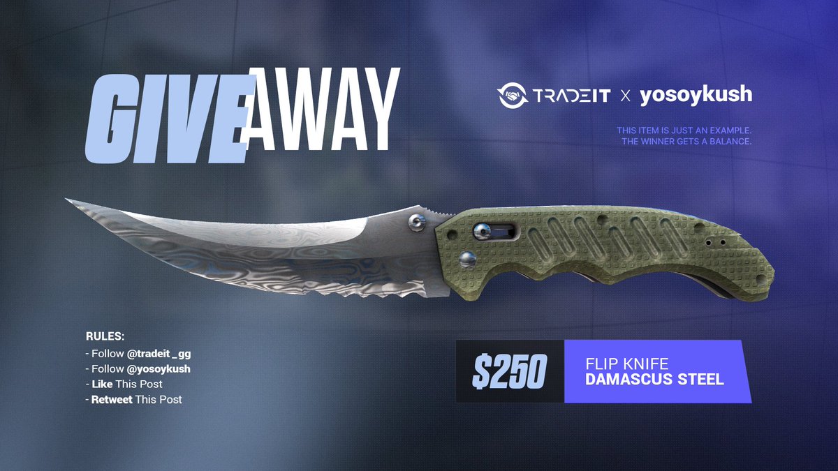 HYPED UP Giveaway with <a href="/tradeit_gg/">Tradeit</a> as we give away this Flip Knife Damascus Steel worth $250! 

 How to win? EASY! 
✅Follow <a href="/tradeit_gg/">Tradeit</a> &amp; <a href="/yosoykush/">yosoykush</a> 
✅Tag 2 friends or more below
✅Like &amp; Retweet this post

Winner chosen December 9th!