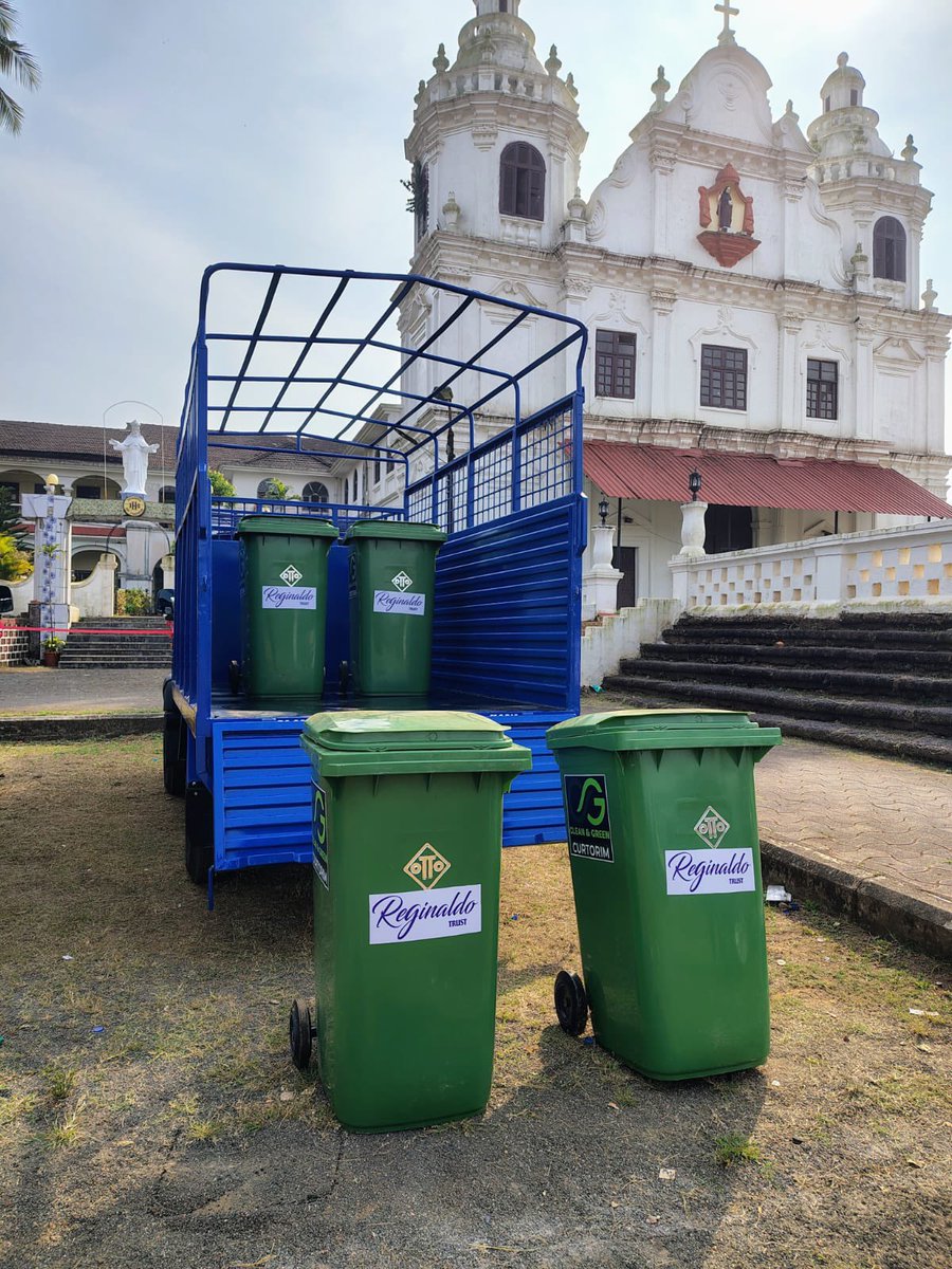 We have officially launched door-to-door garbage collection in Curtorim village after successfully completing Phase 1 trials. Phase 2 will begin shortly. In the photos, Fr. Manuel blesses our two new garbage collection vehicles, our team, and our work.