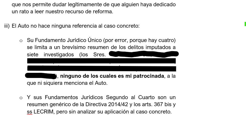 Es una pena que tantos juzgados de instrucción funcionen así.
Los pantallazos que comparto son un borrador de desahogo, y en la versión final quitaré cosas, pero lo que cuento en esta alegación del recurso en el que estoy trabajando ocurre demasiado a menudo.