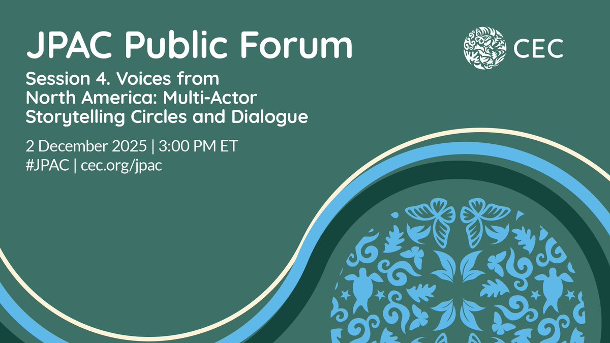 CECweb's tweet image. You can still register online for:

➡️Session 3. From Oceans to Our Bodies: Microplastics 🌊
⏰ 1:30 PM

➡️Session 4. Voices from North America🌱
⏰ 3 PM

👉cec.org/events/jpac-pu…