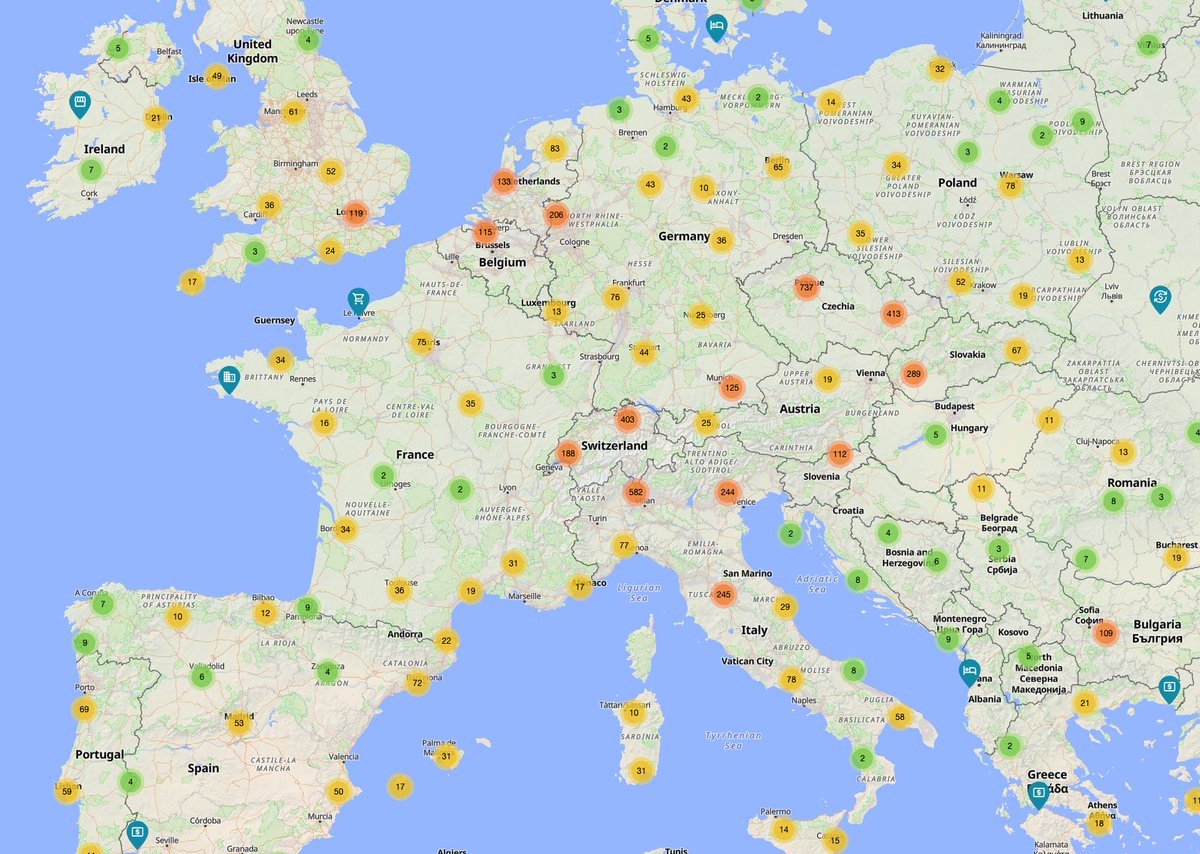 DocumentingBTC's tweet image. Here’s a map of shops accepting Bitcoin payments