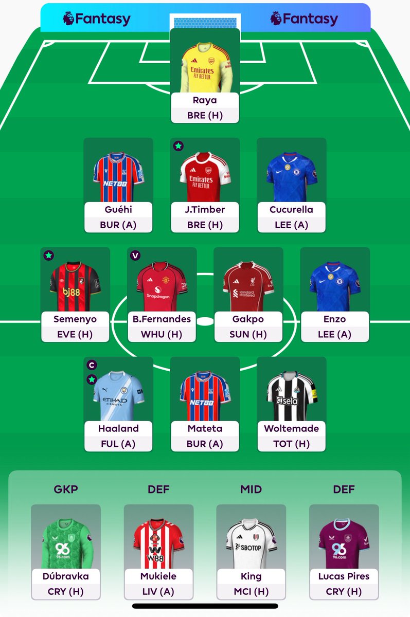 GW14🔒 ✅

• C erling 🤖
• OR: 599k 🌍
• Ndiaye, Big Gabi, senesi💀♻️ Gakpo, Timber 🪵, enabler

Uz je na čase se zase trochu posunout. Poslední dvě kola to byla tragédie. Bruno snad dost pomůže 

#FPLcommunity #GW14 #FPL #LFG