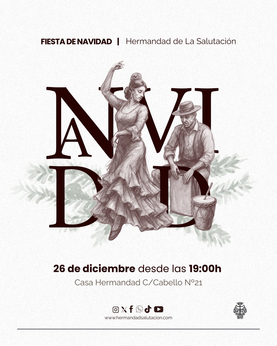 🎄 ¡𝐋𝐚 𝐍𝐚𝐯𝐢𝐝𝐚𝐝 𝐬𝐞 𝐯𝐢𝐯𝐞 𝐞𝐧 𝐇𝐞𝐫𝐦𝐚𝐧𝐝𝐚𝐝! 🎄  

El próximo 𝟐𝟔 𝒅𝒆 𝒅𝒊𝒄𝒊𝒆𝒎𝒃𝒓𝒆 te esperamos en los aledaños de nuestra Casa Hermandad para celebrar juntos la Navidad.

🎶 ¡Ven con ganas de brindar y disfrutar del mejor ambiente navideño! Habrá alguna