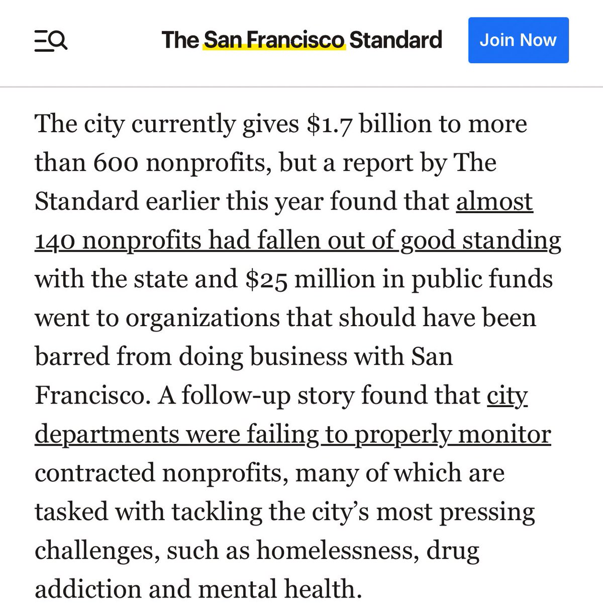 kane's tweet image. Since people are (rightfully) upset by Minnesota sending $1B to scammers, it’s a good time to remember that @sfgov sends almost double that to unaudited NGOs who are routinely caught embezzling the funds.

Our deficit is entirely from @sfgov funding scammers.