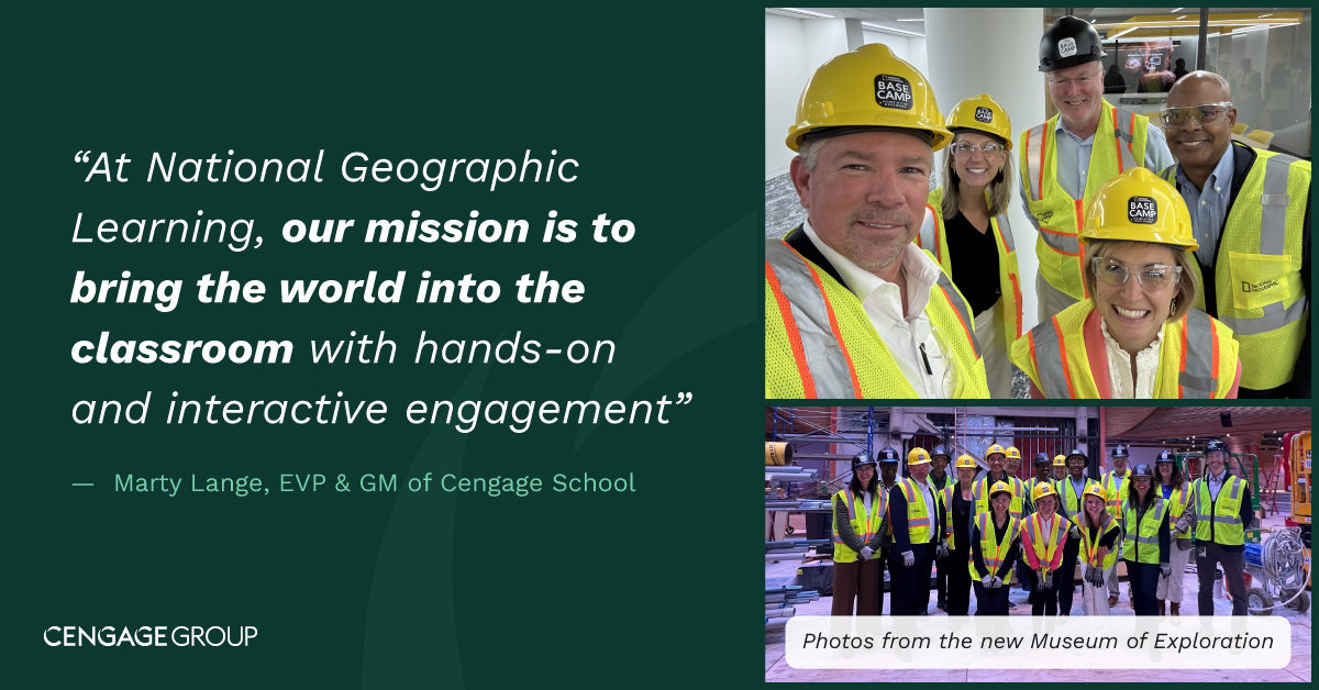 CengageLearning's tweet image. Through our partnership with the National Geographic Society, we’ve inspired millions of learners. Read the interview with Dr. Deborah Grayson, to learn how Cengage Group and NGS are reimagining the #futureofeducation together: bit.ly/48knd88