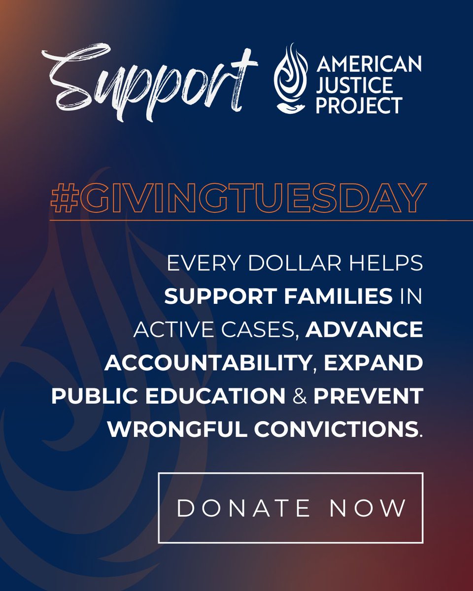 ajp4us's tweet image. On #GivingTuesday, turn momentum into justice and real reform. Donate: americanjusticeproject.org/donate #AccountabilityForAll