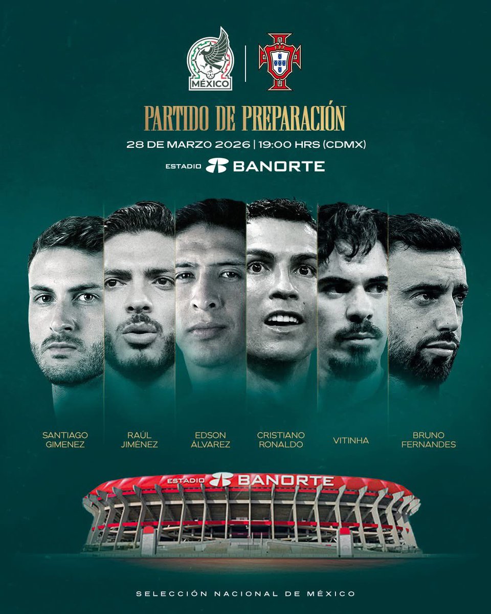 Cristiano Ronaldo para inaugurar la renovación del Estadio Azteca 🔥

México 🇲🇽 vs  🇵🇹 Portuhal 28 de Marzo y estoy seguro que este partido va a tener mucho sabor al mundial.