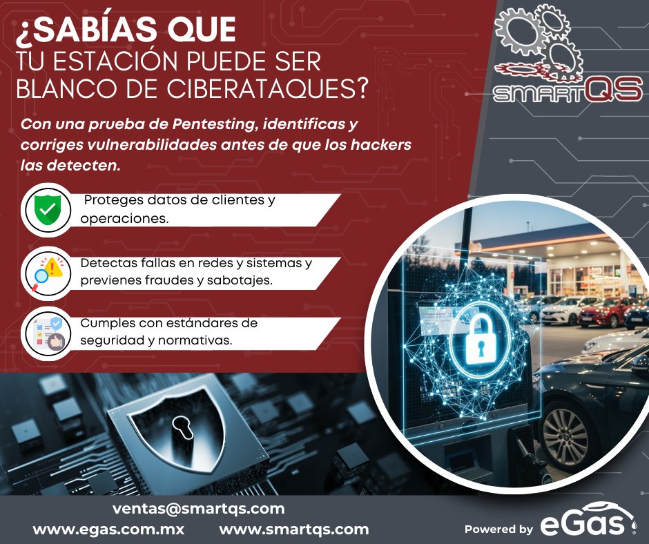 eGasControlVol's tweet image. 🔐 ¿Sabías que tu estación puede ser blanco de ciberataques?
💡 Anticípate y protege tu operación hoy mismo.

🛡️ Con una prueba de Pentesting lograrás:
✅ Detectar vulnerabilidades antes que los atacantes.
✅ Blindar datos de clientes y operaciones.
✅ Prevenir fraudes y sabotaje